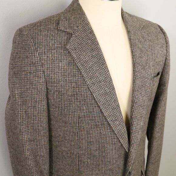 Imperial by Haggar Sport Coat Mens 42L Gray Check Wool Tweed Jacket Blazer Vtg - Picture 7 of 15